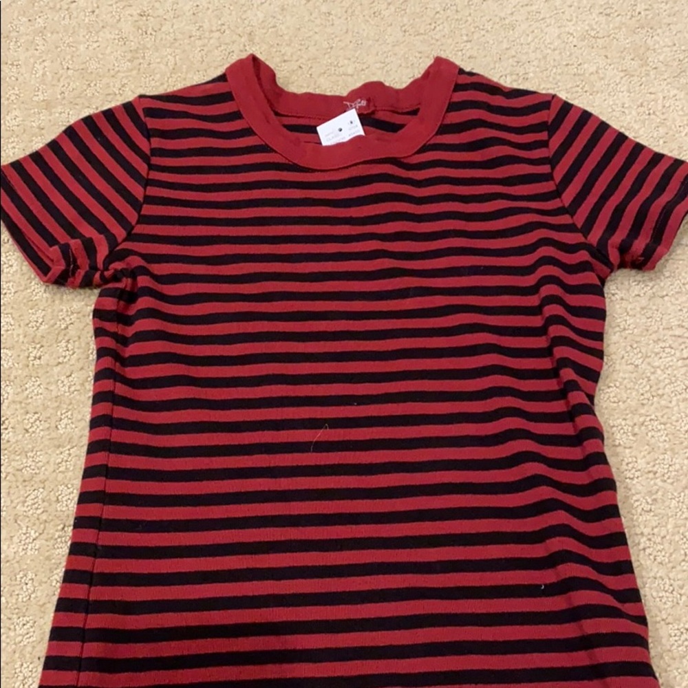 John Galt Red and black striped shirt